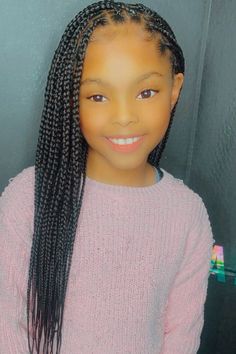 Kids Box Braids Knotless Box Braids Kids, Kids Box Braids Styles Children, Kid Box Braids, Toddler Box Braids, Knotless Braids Kids, Braid Styles For Girls, Kids Box Braids, Kid Hair