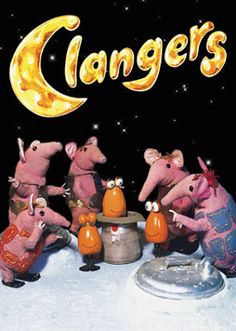 the three little pigs are dancing around in front of an orange and black sign that says,'danger '