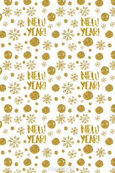 gold glitter new year wallpaper with snowflakes