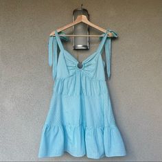 In Excellent Condition! Nwt! Minor Stain As Shown In Picture Number 6 Blue Mini Dress With Tie Straps For Day Out, Blue Summer Dress With Tie Straps, Chic Blue Dress For Picnic, Blue Tie-back Dress For Picnic, Blue Tie Back Dress For Picnic, Chic Blue Mini Dress For Picnic, Blue Sundress For Picnic, Friends Dresses, Cute Nike Shoes