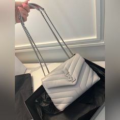 New Without Tags Comes With Box And Dust Bag Bags Ysl, Ysl Saint Laurent, Saint Laurent Bags, Yves Saint Laurent Bags, Quilted Leather, Grey Color, Yves Saint Laurent, Gray Color, Saint Laurent