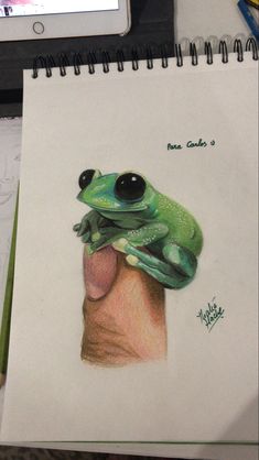 a drawing of a frog sticking its tongue out