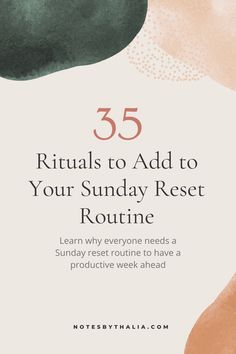 35 Rituals to Add to Your Sunday Reset Routine | Productivity Hack January Reset Challenge, Sunday Reset Routine List, Midweek Reset, October Reset, August Reset, Elegant Habits