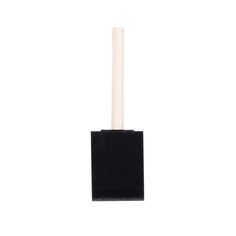 a black square object with a white stick sticking out of it's center, on a white background