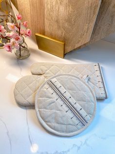 Natural Measuring Edge Oven Mit and Potholder Set-Inspire Me! Home Decor Home Must Haves, Oven Mitt, Oven Mitts, Spot Cleaner, Pot Holders, Natural Cotton, Must Haves, Oven, New Home