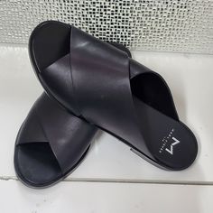 Marc Fisher Ltd Idinia Black Sandals. Size 6m New Without Tags. Shipped With Usps Priority Mail. Black Leather Sole Slip-on Sandals, Black Slip-on Open Toe Slides, Black Open Toe Slip-on Slides, Modern Black Slides With Open Heel, Modern Black Open Heel Slides, Black Sandals With Leather Sole For Spring, Black Slip-on Sandals With Rubber Sole, Black Leather Sole Sandals For Spring, Black Open Toe Mules With Rubber Sole