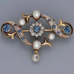 Diamond Brooches, Sapphire Brooch, Victorian Jewellery, Bijoux Art Nouveau, Gemstone Brooch, Glad Rags, Ruby Pendant