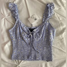 Brand New Top. Perfect For Summer! Flattering And Slightly Cropped. Forever 21 Blue Crop Top For Spring, Forever 21 Blue Summer Tops, Forever 21 Blue Sleeveless Top, Cropped Tank Top Outfit, 21 Outfits, Forever 21 Outfits, Tank Top Outfit, Uni Fits, Year 9