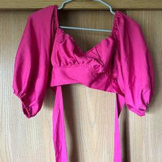 Never Worn Crop Top. Beautiful! But I’m Downsizing My Closet! Chic Spring Tops From Amazon, Amazon V-neck Tops For Spring, Amazon V-neck Spring Tops, Chic Amazon Tops For Spring, Amazon Tops, Tie Crop Top, Pink Tie, Pink Ties, My Closet