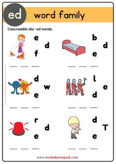 the word family worksheet with pictures and words to help kids learn how to read