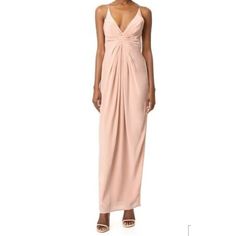 Beautiful Dress With Flattering Silhouette. Perfect For A Wedding Or Black Tie Event Lightly Padded And Lined, So No Bra Necessary Criss-Cross Straps In The Back With Hidden Zip Closure. Color: Lily (Aka Blush) 100% Silk With Polyester Lining Pink Pre-draped Maxi Dress For Cocktail, Pink Silk V-neck Evening Dress, Pink Ruched Bodice Dress For Wedding Guest, Pink Dress With Ruched Bodice For Wedding Guest, Pink Maxi Dress With Ruched Bodice For Wedding, Pink Pre-draped Formal Dress, Backless Pink Bridesmaid Gown, Blush Sleeveless Wedding Dress, Pink Silk Evening Dress For Bridesmaid