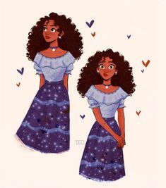 two black women in dresses with hearts around them