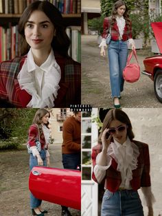 #emilyinparis #lillycollins #emilycooper #emilyinparisoutfits #emilyoutfits #lilycollinsoutfits #netflix #moda #fashion #style #outfits #seriesoutfits Red Paris Outfit, Emily In Paris Lily Collins Outfit, Emily Cooper Aesthetic, Emily In Paris Outfits Aesthetic, Emily In Paris Halloween Costume, Emily In Paris Outfits Season 4, Next In Fashion Netflix Looks, Emily In Paris Outfits Camille, Emily Cooper Outfits