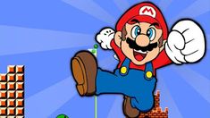 an image of mario running with his arms in the air