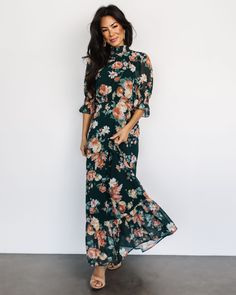 Spring Flormal is right around the corner! 🌸 The invites are going to start rolling in and the BRAND NEW Marie Mock Neck Maxi Dress | Dark Green Floral dropped just in time! 🥂 Shop now at the link in bio for all your spring events 🛍️ Chic Green Dress With Smocked Cuffs, Green Chiffon Maxi Dress For Fall, Chic Green Maxi Dress With Smocked Back, Green Floral Print Chiffon Maxi Dress, Green Maxi Dress With Smocked Back For Garden Party, Spring Green Maxi Dress With Smocked Back, Green Maxi Dress With Smocked Back For Spring, Flowy Green Smocked Maxi Dress, Green Chiffon Floral Print Dress