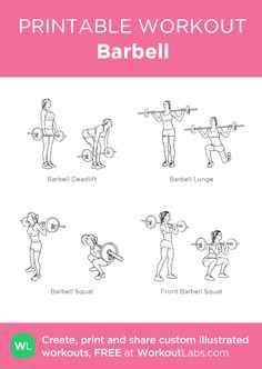 the printable workout barbell exercise guide