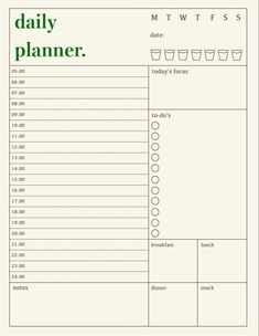 a daily planner with coffee cups on it