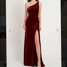 Nwt. Velet One Shoulder Dress Great For Weddings, Or Any Formal Event. Dress From Jenny Yoo. Style: Cybill. Color: Dark Berry. Size: 4 Berry Color Dress, Velvet One Shoulder Dress, Jenny Yoo Bridesmaid, Dresses Velvet, Formal Bridesmaids Dresses, Gold Gown, Berry Color, Event Dress, Jenny Yoo