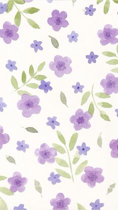 watercolor painting of purple flowers and green leaves