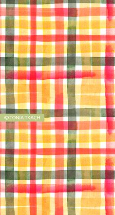 an orange, yellow and green plaid pattern with the words toma teach on it