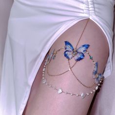 Take your style to new depths with our Atlantis Butterfly Blue Thigh Chain. This unique accessory adds a touch of mystery to any outfit with its stunning blue design. Elevate your look and stand out with this one-of-a-kind Thigh chain. 🦋More Grape JiangNan Product👈 Product DetailMaterial: CopperingElastic Strap (Perimeter): 46~54cmTech: HandmadeStyle: ChicOccasion: Bar/Party/Weekend Casual/Going Out Product Note: 1. All pictures are taken in real-life scenarios, and color variations may exist Butterfly Thigh Chain, Thigh Chain Outfit, Leg Accessories, Thigh Chain Jewelry, Butterfly Legs, Thigh Jewelry, Leg Jewelry, Thigh Chain, Leg Chain