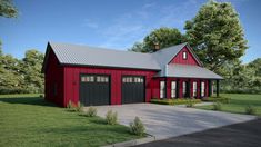 this is an artist's rendering of the barn style house plans for two car garages