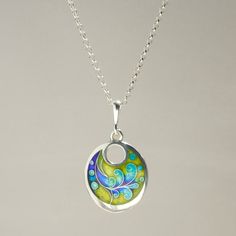 Cloisonne Circle Necklace With Hole Sterling Silver Pendant - Etsy Enamel Necklace With Cabochon Round Pendant, Round Pendant Necklace With Enamel And Cabochon, Enamel Cabochon Round Pendant Necklace, Enamel Hallmarked Oval Pendant Necklace, Artisan Enamel Necklace With Round Pendant, Multicolor Enamel Round Pendant Necklace, Artistic Round Enamel Necklaces, Artisan Hand Painted Round Pendant Jewelry, Engraved Oval Pendant Enamel Necklace