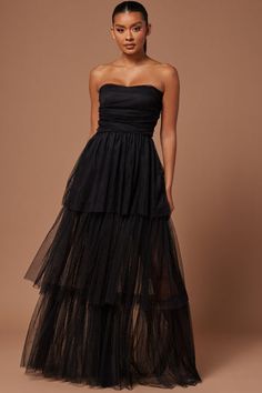 Lidia Tulle Gown - Black | Fashion Nova, Luxe | Fashion Nova Dresses Fashion Nova, Tulle Gown, Promotional Events, Fashion Nova Dresses, Tier Skirt, Luxe Fashion, Bra Cups, Corset Top, Night Dress