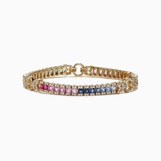 Effy Watercolors 14K Yellow Gold Multi-Sapphire and Dia Bracelet, 7.66 TCW Sea Stars, Sapphire And Diamond Earrings, Starfish Bracelet, Diamond Evil Eye, Gem Diamonds, Jewelry Bracelets Gold, Multi Sapphire, Semi Precious Gems, Wrist Wear