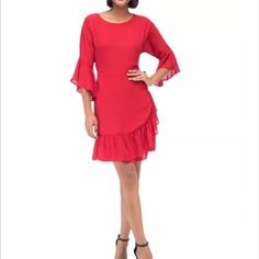 New With Tags!! B Collection By Bobeau Red Wrap Dress. All Measurements Are Taken From The Hanger. Bundle Two Or More Of Your Likes To Get 15% Off . Follow Along On Instagram @Avintagejoylife For Updates!! Bundle And Let Me Know If You Are A Return Shopper! Return Shoppers Will Get An Additional Discount! If You Have Any Questions, Let M Size: Medium Sleeve: 15 Inches Top To Bottom: 37 Inches Pit To Pit: 18 Inches F Red Knee-length Dress With Ruffle Hem, Red Ruffle Hem Dress For Holidays, Red Ruffle Hem Dress For Brunch, Red Holiday Dress With Ruffle Hem, Red Cocktail Dress With Ruffle Hem, Womens T Shirt Dress, Red Wrap Dress, Shift Dress Casual, Green Shirt Dress