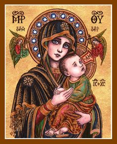 an icon of the virgin mary and child jesus