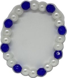 Elegant Blue Beaded Crystal Bracelet, Elegant Blue Round Pearl Bracelet, Elegant Blue Pearl Bracelet, Classic Blue Round Bead Jewelry, Classic Blue Round Beads Jewelry, Classic White Beaded Stretch Bracelet, Blue Pearl Bracelet Gift, Elegant Adjustable Blue Beaded Bracelets, Elegant Blue Adjustable Pearl Bracelet