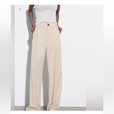 Nwt Zara Wide Leg Trouser Pants. Size Mcolor: Of White Brand New With Tag Please Note The Pictures Are Not The Exact Color Of The Item. Tags: Career, Office, Work, Professional, Basic, Classic, Contemporary, Modern, Trendy, Flattering, Timeless, Cute, Fall, Winter, Transitional, Comfortable, Nordstrom, Saks, Designer, Staple, Chic, Sleek, Minimalist, Modest, Garmentory, Net A Porter, Saks, Saks Fifth Avenue, Shopbop, Revolve, Moda Operandi, Farfetch, Preppy, Academia, Bloggers Fav, Celeb Fv White Wide Leg Business Casual Bottoms, White Wide Leg Bottoms For Business Casual, Cream Straight Leg Bottoms For Business Casual, Business Casual Cream Straight Leg Bottoms, White High-waisted Pants For Business Casual, White Wide-leg Fall Pants, White Wide-leg Pants For Fall, Cream Office Pants With Pockets, White Wide Leg Pants For Business Casual