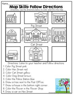 a map worksheet for children to learn how to draw and color the houses