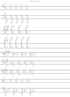 cursive writing practice sheet with the letters and numbers on it, all lined up