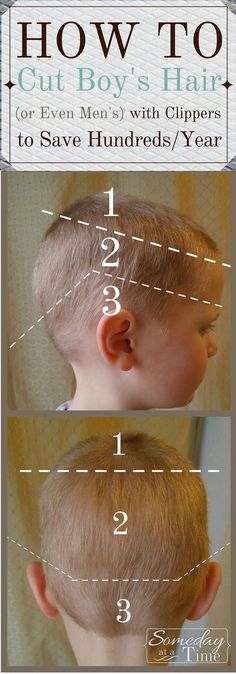 How to Cut Boy's Hair (or Even Men's) with clippers! Step by step photos and a quick video from somedayatatime.com Toddler Haircuts, Toddler Boy Haircuts, Hairstyles Kids, Kids Cuts, Kids Hair Cuts, Super Hair, Corte De Cabelo Masculino, Hairstyles Easy