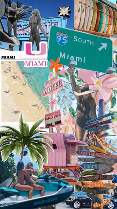 a collage of photos with the names of miami and images of people on it