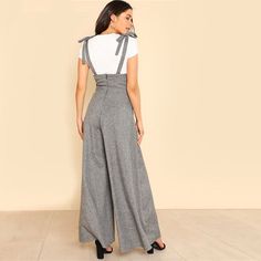 Women's High Waist Sleeveless Loose Jumpsuit | ZORKET | ZORKET Loose Jumpsuit, Bow Knot, Lady Grey, Style Office, Elegant Decor, Office Lady, Office Ladies, Jumpsuit Romper, Knot