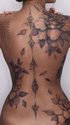 the back of a woman with tattoos on her body