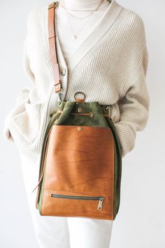 Leather Backpack Purses | Womens Leather Backpacks Leather Shoulder Backpack For On-the-go, Versatile Leather Backpack For Errands, Leather Pouch Backpack For Travel, Satchel Backpack With Leather Handles For Errands, Leather Travel Backpack In Pouch Shape, Leather-handled Satchel Backpack For Errands, On-the-go Leather Bucket Backpack, Green Backpack Shaped Bucket Bag For Travel, Leather Duffle Bag With Removable Pouch