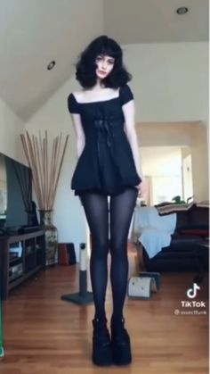 Emo Nye Outfit, Alt Tights Outfit, Tumbler Grunge Outfits, Black Dress Tights And Boots, Girly Alt Outfits, Emo Summer Fits, Summer Goth Outfits Casual, Black Tights Outfits, Soft Goth Outfits Summer