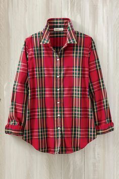 A bright, cheerful plaid in our wrinkle-free 100% cotton, for tucking, layering or wearing solo. | Women's Noelle No-Iron Shirt Top - Dover Red Multi - 4 Red Coats, Iron Shirt, Christmas Plaid, Plaid Blouse, Red Tartan, Red Coat, Plaid Christmas, Wrinkle Free, Petite Size