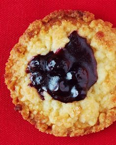 a cookie with blueberry filling on top