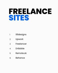 a white poster with the words freelance sites on it