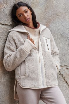 Cotton Chest zip pocket Side slant pockets Pullover styling Machine wash Imported | Myla Zip Through Jacket by Varley in Grey, Women's, Size: Smallmall, Cotton at Anthropologie Oversized Sherpa Jacket, Latest Instagram, Oversized Jacket, Sherpa Jacket, Jackets Online, Everyday Wardrobe, Casual Jacket, Gray Jacket, Pullover Styling