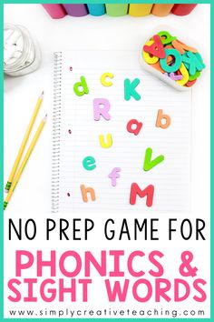 no prep game for phonics and sight words with the title overlaying