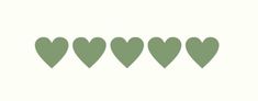 four green hearts on a white background