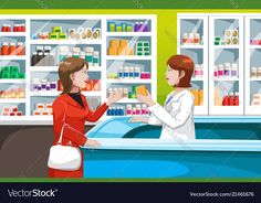 two women at the pharmacy talking to each other