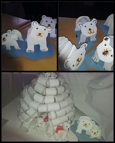 there are several pictures of polar bears made out of cupcakes