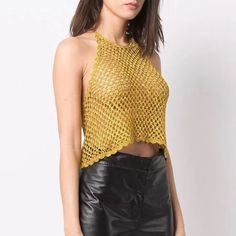 Ganni Spring Collection Nwt Halter Gold Metallic Knit Top , Denmark Brand , Bought For 295 Ganni Knit, Coachella Vibes, Metallic Knit, Spring Collection, Gold Yellow, Denmark, Knit Top, Tank Tops Women, Womens Tops